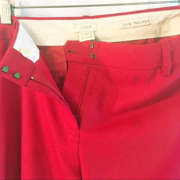 NWOT J Crew Cafe Trouser in ruby red wool - Picture 6 of 8